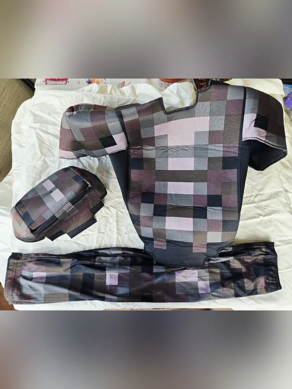 Minecraft Netherite Armor Costume And Enchanted Diamond Prop Bundle- Size M